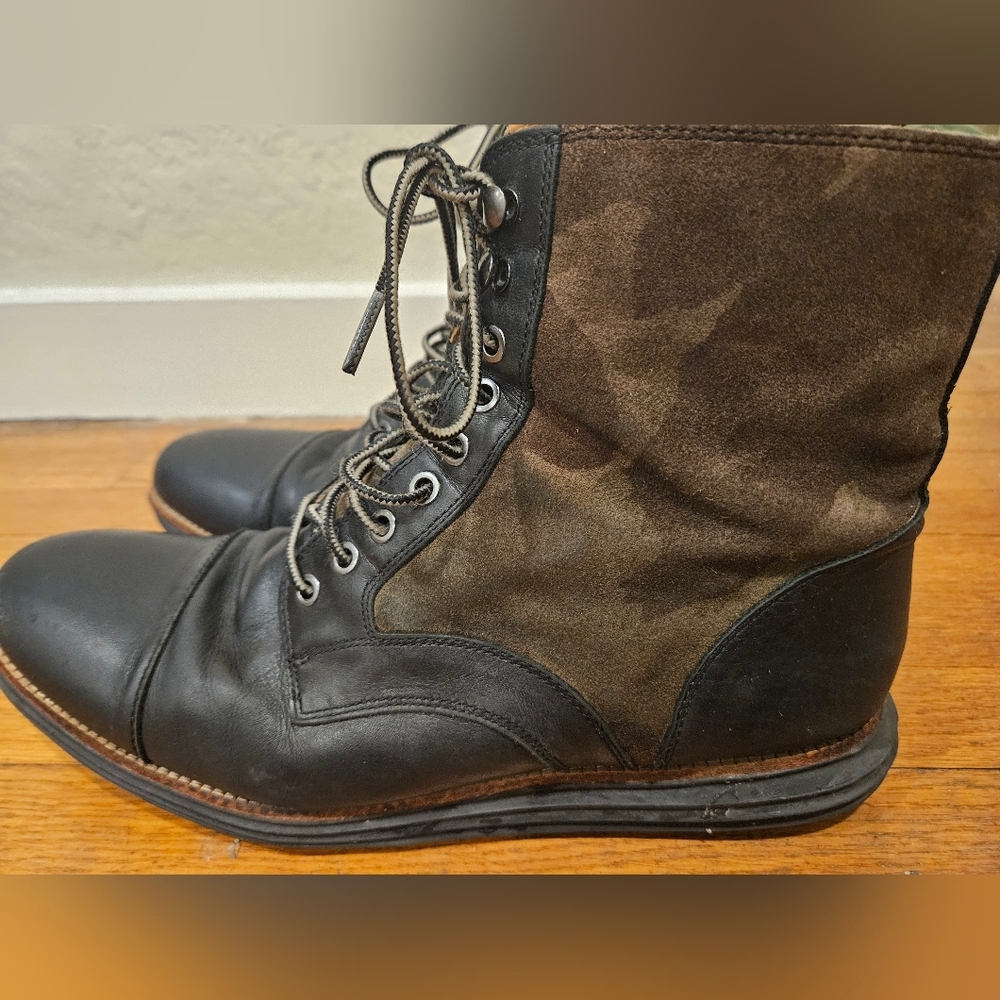 Cole Haan Lunargrand Mens Boot forest Camo Green Black Army Leather Size 13M - Picture 1 of 7